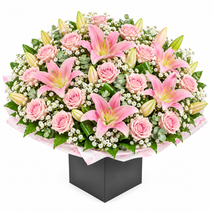 Sylvie — Pink Rose & Lily Bouquet