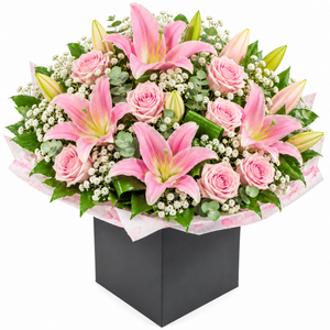 Sylvie — Pink Rose & Lily Bouquet