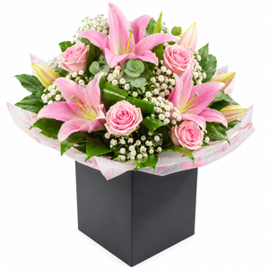 Sylvie — Pink Rose & Lily Bouquet